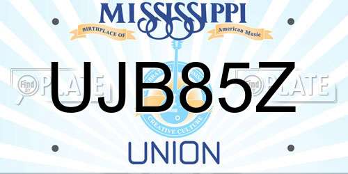 UJB85Z Mississippi License Plate