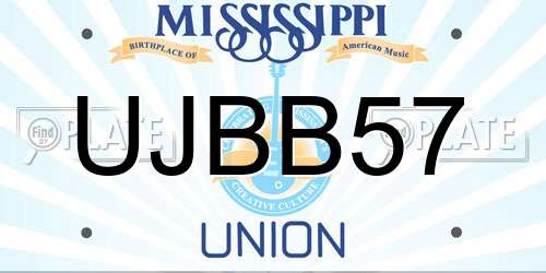 UJBB57 Mississippi License Plate