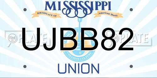 UJBB82 Mississippi License Plate