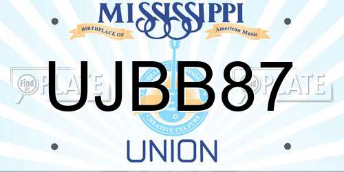 UJBB87 Mississippi License Plate