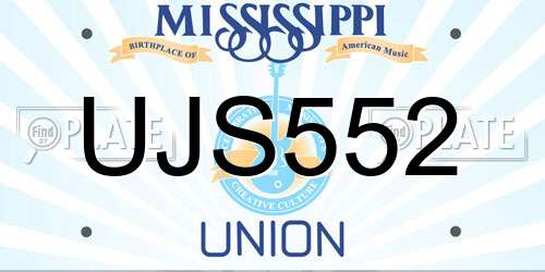 UJS552 Mississippi License Plate