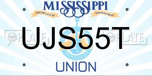 UJS55T Mississippi License Plate