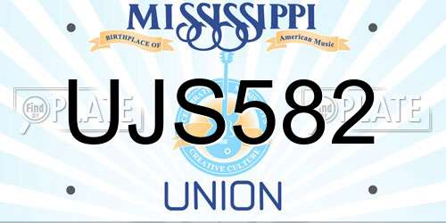 UJS582 Mississippi License Plate