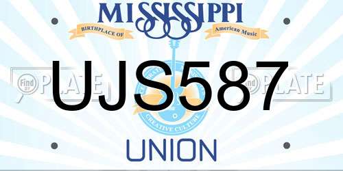 UJS587 Mississippi License Plate