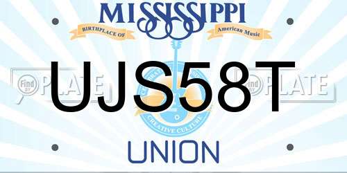 UJS58T Mississippi License Plate