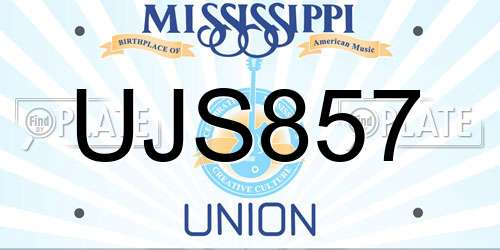 UJS857 Mississippi License Plate