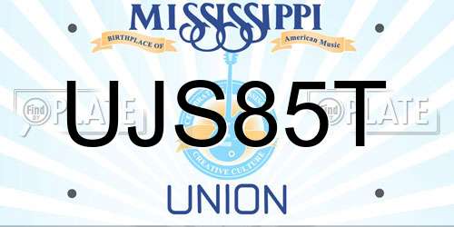 UJS85T Mississippi License Plate