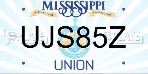 UJS85Z Mississippi License Plate