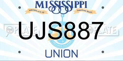 UJS887 Mississippi License Plate