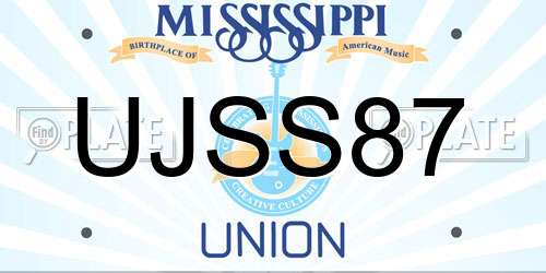 UJSS87 Mississippi License Plate