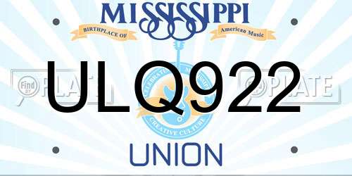 ULQ922 Mississippi License Plate