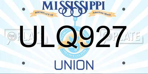 ULQ927 Mississippi License Plate