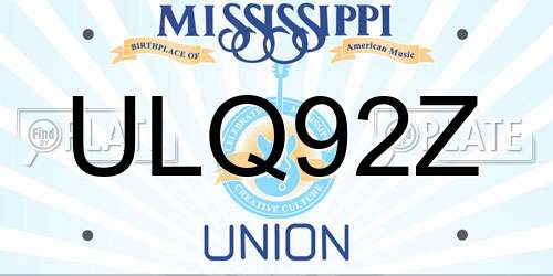 ULQ92Z Mississippi License Plate