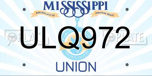 ULQ972 Mississippi License Plate