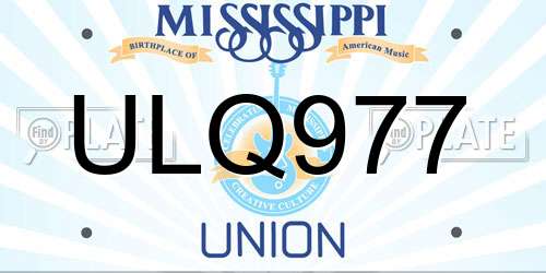 ULQ977 Mississippi License Plate