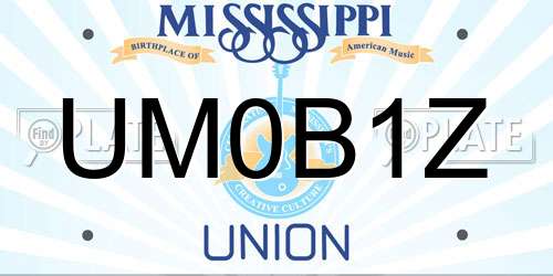 UM0B1Z Mississippi License Plate