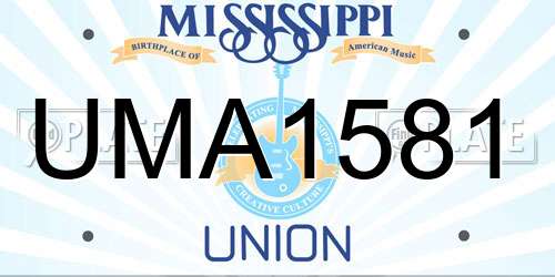 UMA1581 Mississippi License Plate