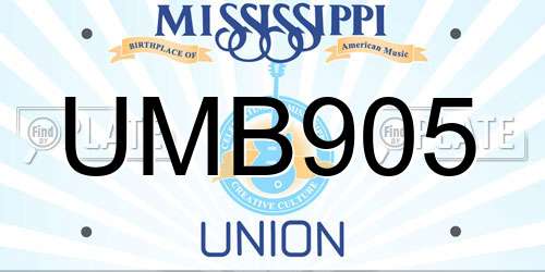 UMB905 Mississippi License Plate