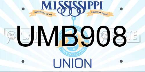 UMB908 Mississippi License Plate