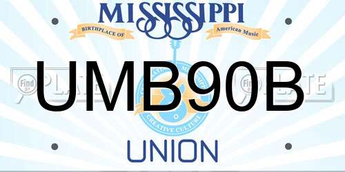 UMB90B Mississippi License Plate