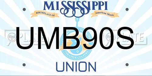 UMB90S Mississippi License Plate