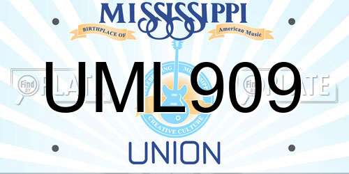 UML909 Mississippi License Plate