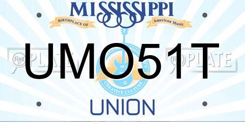 UMO51T Mississippi License Plate