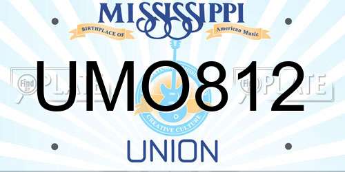 UMO812 Mississippi License Plate