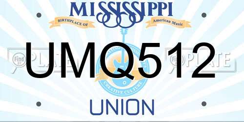 UMQ512 Mississippi License Plate