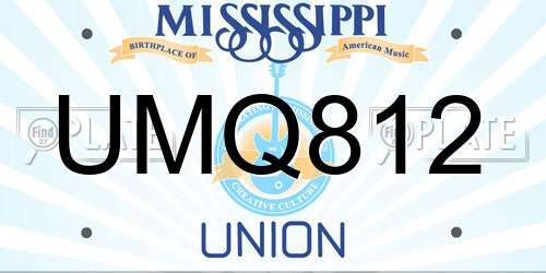 UMQ812 Mississippi License Plate