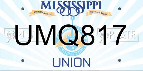 UMQ817 Mississippi License Plate