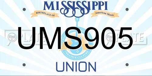 UMS905 Mississippi License Plate