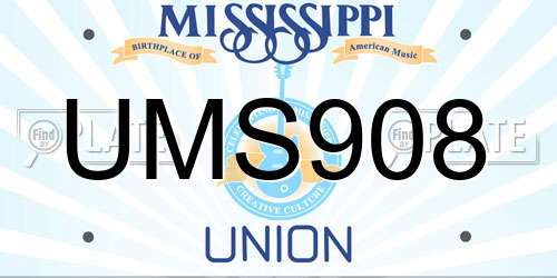 UMS908 Mississippi License Plate