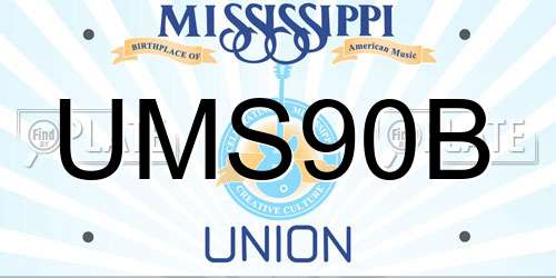 UMS90B Mississippi License Plate