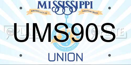UMS90S Mississippi License Plate