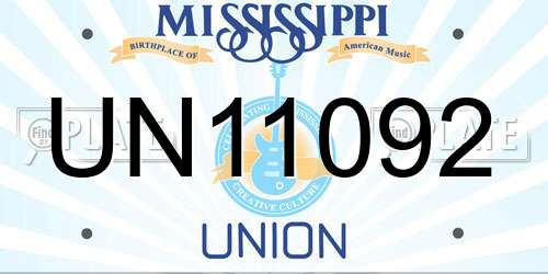 UN11092 Mississippi License Plate