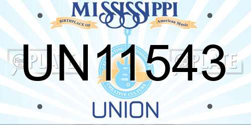 UN11543 Mississippi License Plate