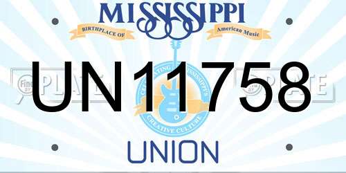 UN11758 Mississippi License Plate