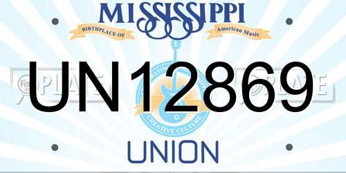 UN12869 Mississippi License Plate