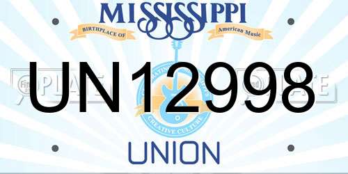 UN12998 Mississippi License Plate