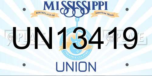 UN13419 Mississippi License Plate