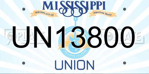 UN13800 Mississippi License Plate