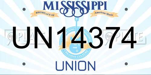 UN14374 Mississippi License Plate