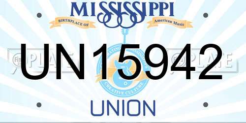 UN15942 Mississippi License Plate