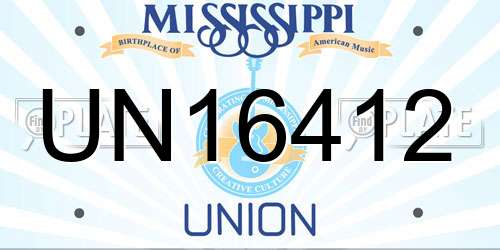 UN16412 Mississippi License Plate