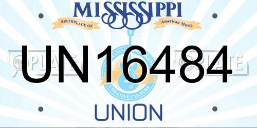 UN16484 Mississippi License Plate