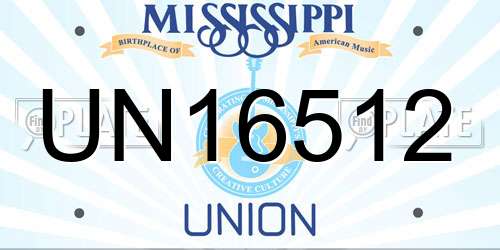UN16512 Mississippi License Plate