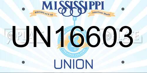 UN16603 Mississippi License Plate