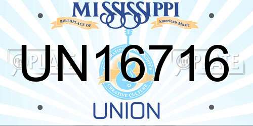 UN16716 Mississippi License Plate