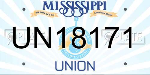 UN18171 Mississippi License Plate